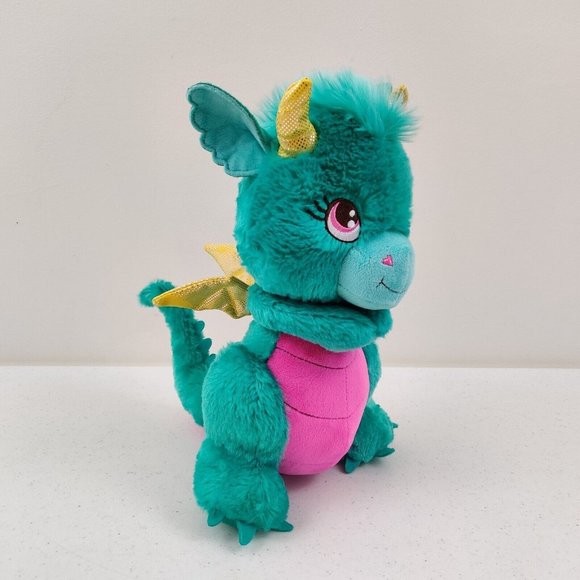 Hallmark Oddly CUTE Misty Dragon Plush Teal Pink Gold Stuffed Animal Plush Toy - Picture 2 of 9
